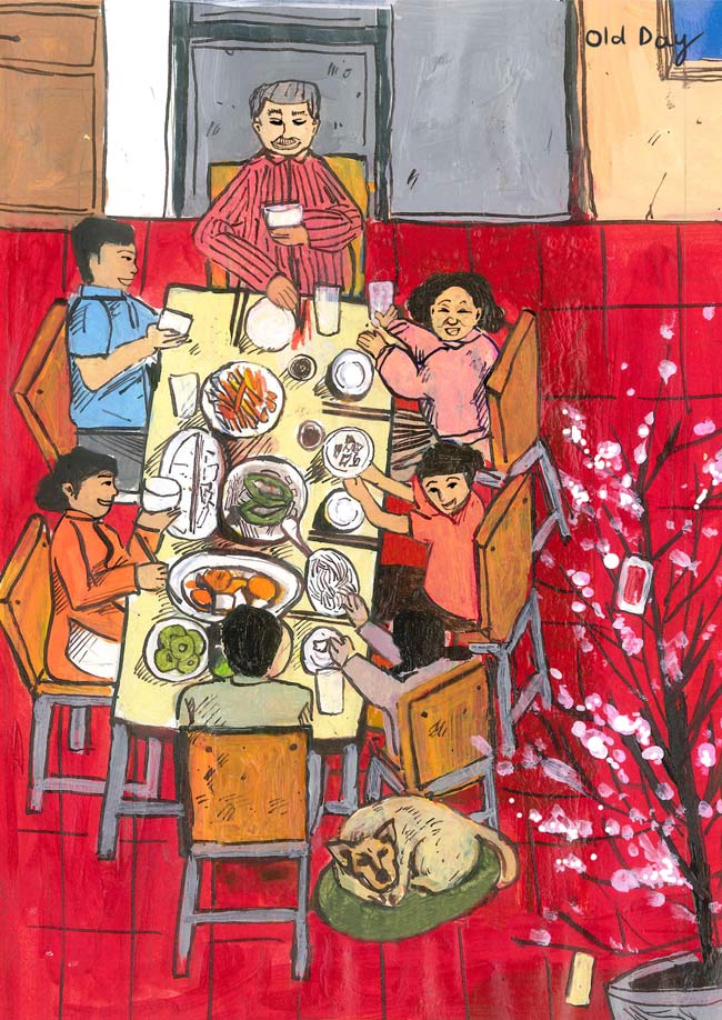 Bộ tranh siêu đẹp khiến giới trẻ nhớ Tết da diết